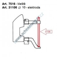 Elektroda TECNA 31106, pr. 10 mm, délka 215 mm (k ramenům 7516)
