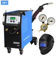 Trojkombinace - Svařovací invertor Kitin 2200 Multi MIG Synergic SET = hořák 15-4m, redukční ventil a samostmívací kukla