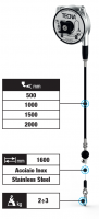 Vyvažovač s bovdenem 500 mm TECNA 9313 2 - 3 kg, lanko 1600 mm